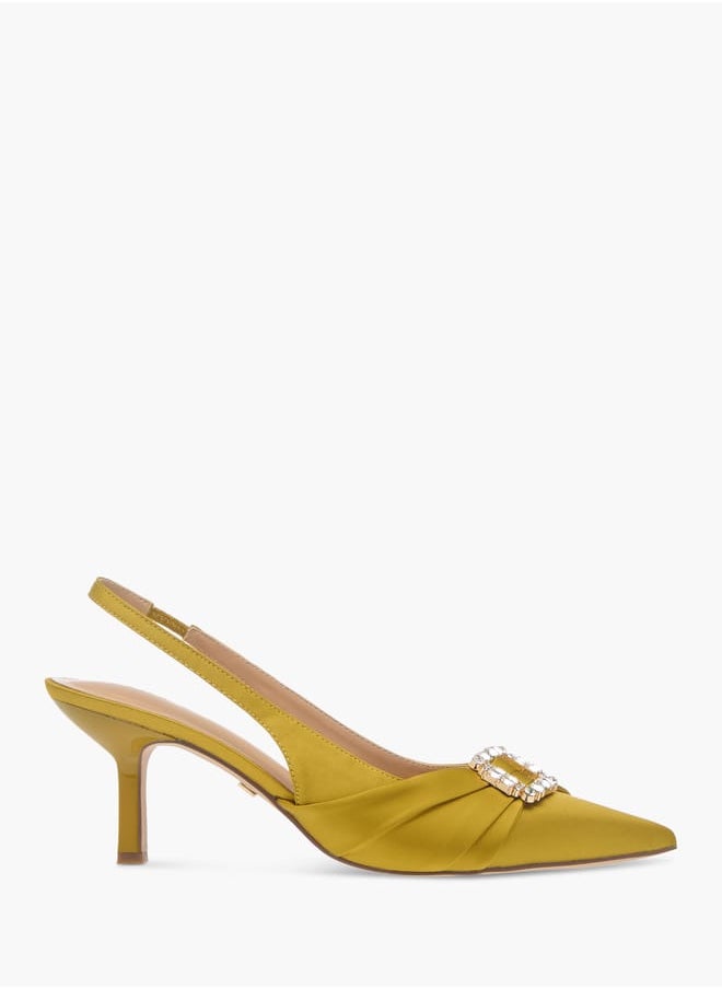 Celeste Women's Embellished Slingback Shoes with Kitten Heels Ramadan Collection  - Image 3