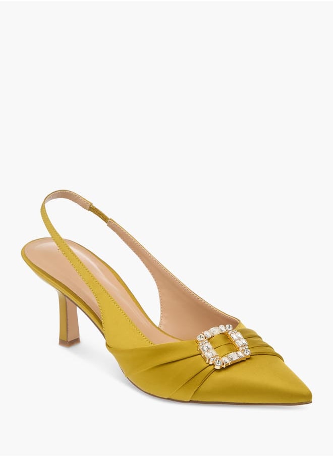 Celeste Women's Embellished Slingback Shoes with Kitten Heels Ramadan Collection  - Image 2