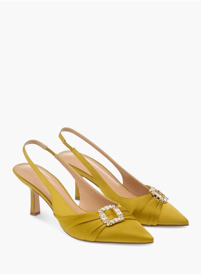 Celeste Women's Embellished Slingback Shoes with Kitten Heels Ramadan Collection  - Image 1