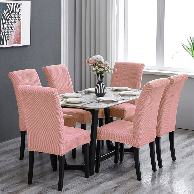 Howhic Stretch Chair Covers for Dining Room Set of 4, Removable Washable Dining Room Chair Covers, Dining Chair Slipcovers Seat Protector, Great for Home Decor and Banquet (Dusty Pink, 4 Pack) - Image 2