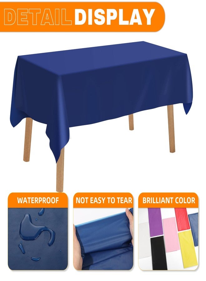 RowinsyDD 30 Pack Blue Plastic Table Cloths Disposable, 54 x 108 Inches Plastic Table Cover for Rectangle Tables, Disposable Tablecloth for Dinning, Parties, BBQ, Wedding, Outdoor - Image 2