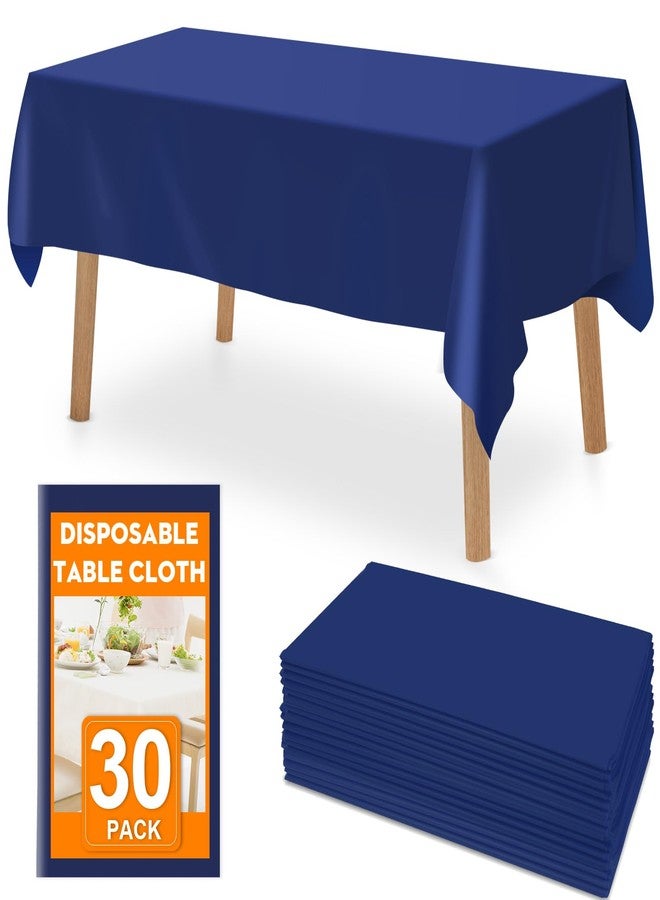 RowinsyDD 30 Pack Blue Plastic Table Cloths Disposable, 54 x 108 Inches Plastic Table Cover for Rectangle Tables, Disposable Tablecloth for Dinning, Parties, BBQ, Wedding, Outdoor - Image 1