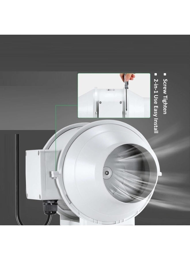 NOVEX NV‑IC6 Inline Duct Fan 150mm – 2100 Cubic Meters Per Hour, Low Noise 56 dB, 2‑Speed Switch Control, 7‑Blade Mixed‑Flow Design - Image 5