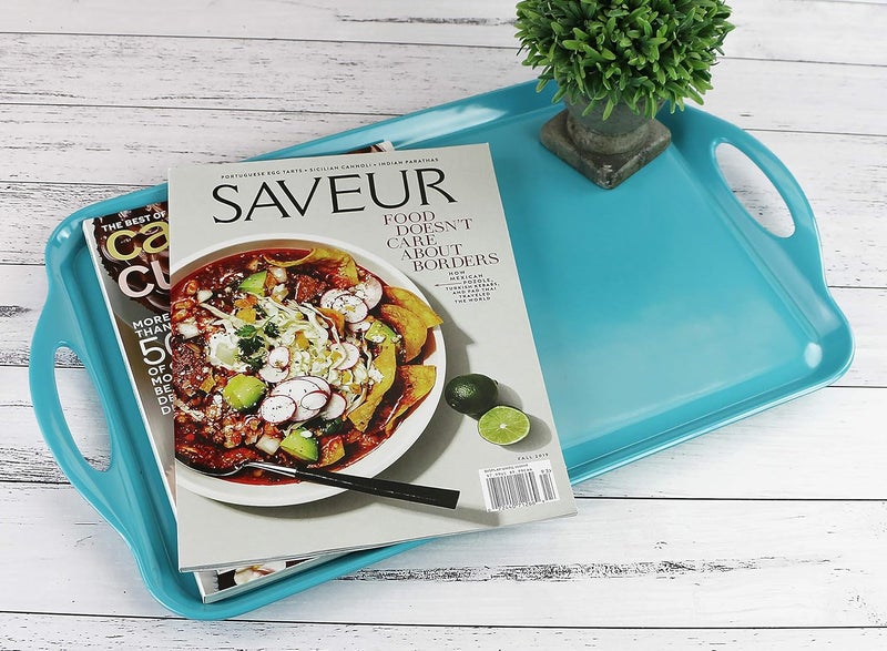 Reston Lloyd Calypso Basics by Reston Lloyd Melamine Rectangular ServingOttoman Tray with Handles - Image 4