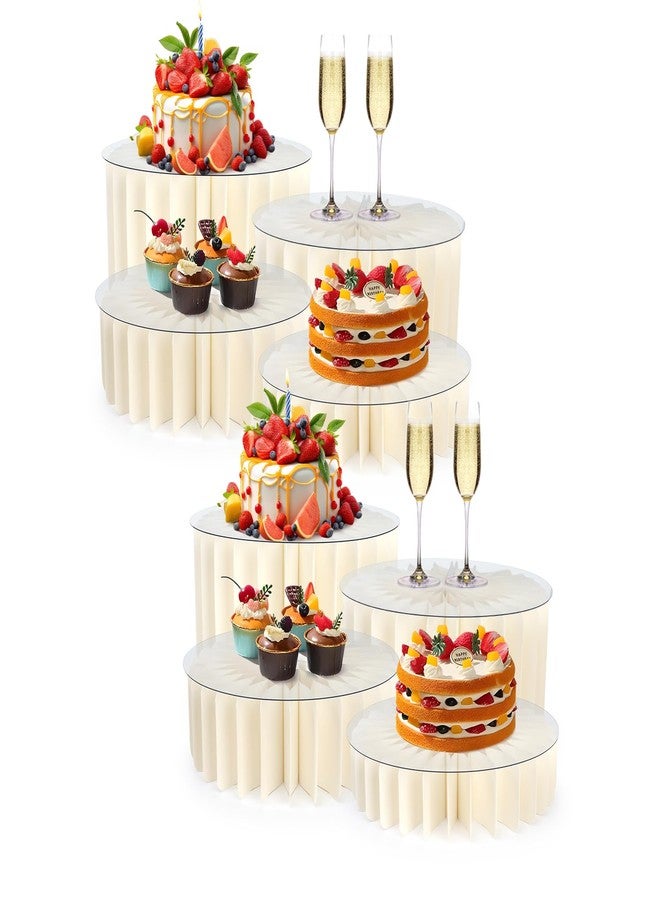 INPARALLUV Buffet Risers Food Risers for Buffet Table Acrylic Risers Display Stands Tall Cake Stands Cylinder Stands for Party Pedestal Cake Stand Dessert Table Display Set Cupcake Stands Cupcake Display (8 Pcs - Image 1