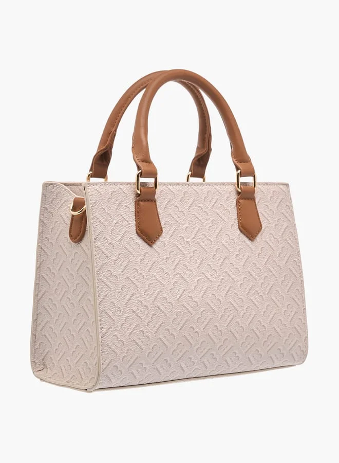 Flora Bella By Shoexpress Women Monogram Print Tote Bag with Detachable Strap and Zip Closure
