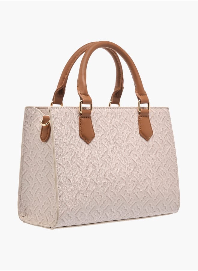 Flora Bella By Shoexpress Women Monogram Print Tote Bag with Detachable Strap and Zip Closure  - Image 3