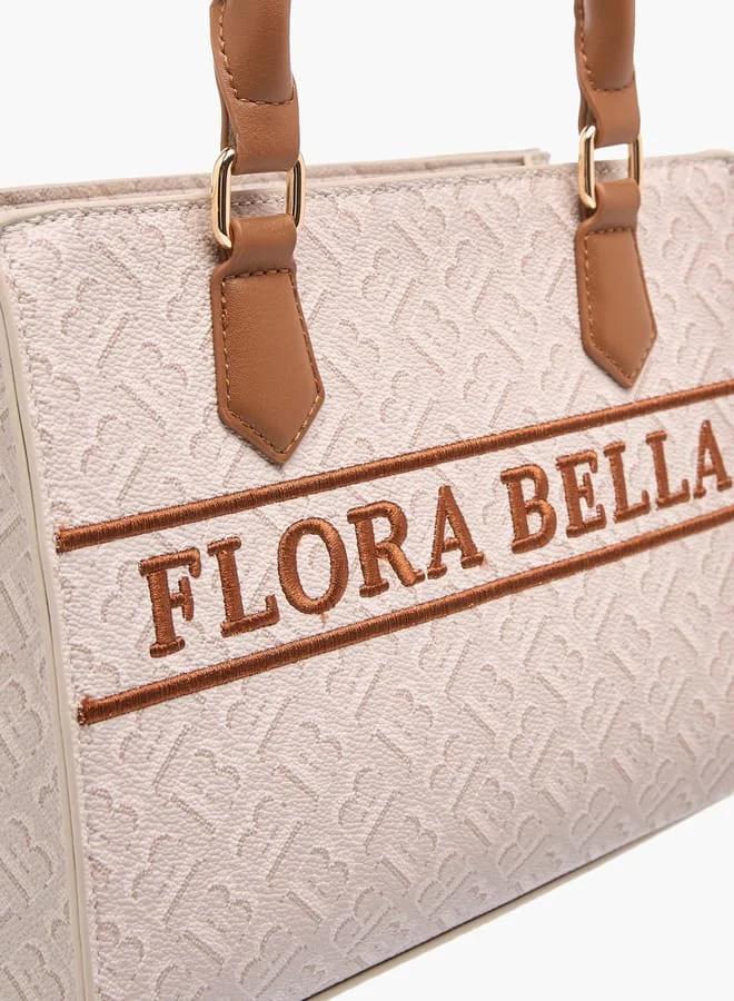Flora Bella By Shoexpress Women Monogram Print Tote Bag with Detachable Strap and Zip Closure