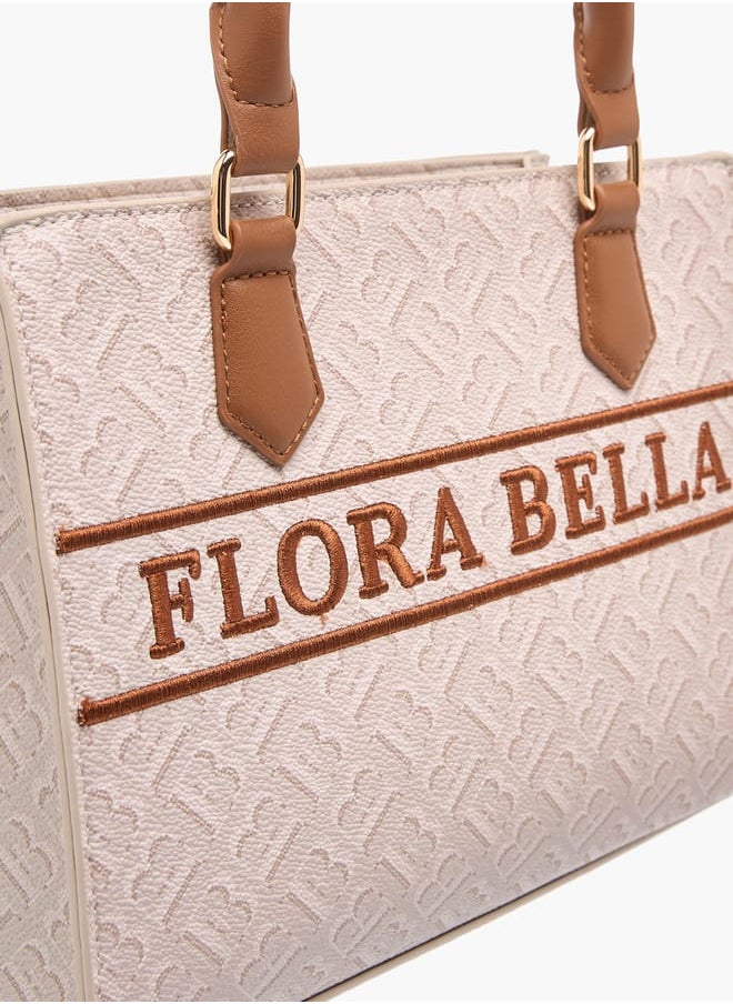 Flora Bella By Shoexpress Women Monogram Print Tote Bag with Detachable Strap and Zip Closure  - Image 4