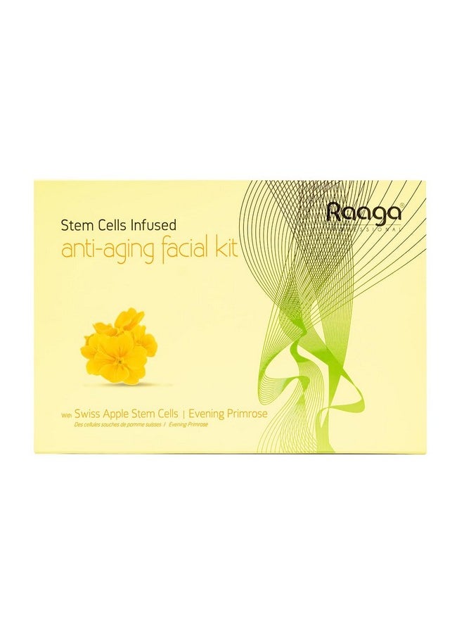 RAAGA PROFESSIONAL - Stem Cells Infused Anti Aging 6 Step Facial Kit | Evening Primrose, Swiss Apple Stem Cells | Youthful Radiance | All Skin Types (61 Gm) - Image 1