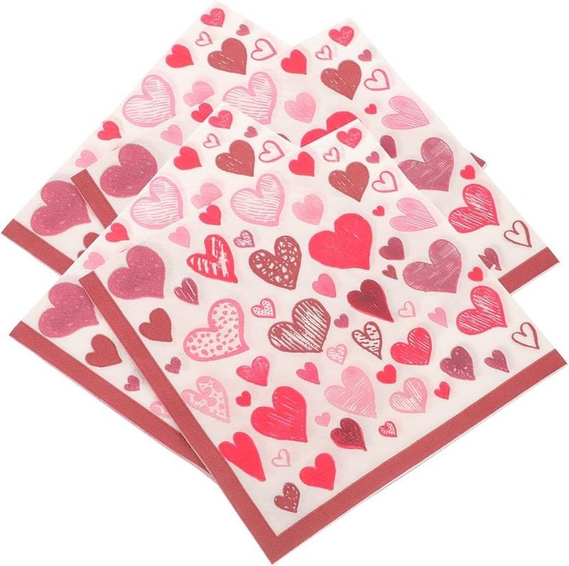 Valentine Heart Shaped Paper Napkins Pink 40 Sheets Soft Absorbent For Wedding Anniversary - Image 1