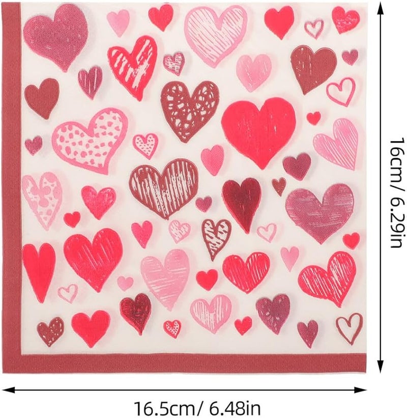 Valentine Heart Shaped Paper Napkins Pink 40 Sheets Soft Absorbent For Wedding Anniversary - Image 3