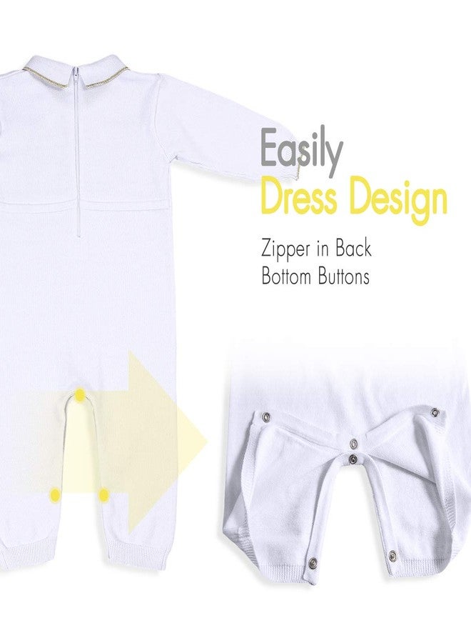 HAPIU Baby Boy Baptism Outfit with Hat Christening Outfit-Cross Detail, 3-6M, Pure White - Image 5
