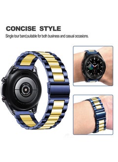 DEALELE Bands Compatible with Samsung Galaxy Watch 6/6 Classic / 5/5 Pro / 4/4 Classic / 3 41mm / Galaxy Watch 42mm, 20mm Stainless Steel Metal Replacement Strap for Women Men (Blue/gold)  - Image 2