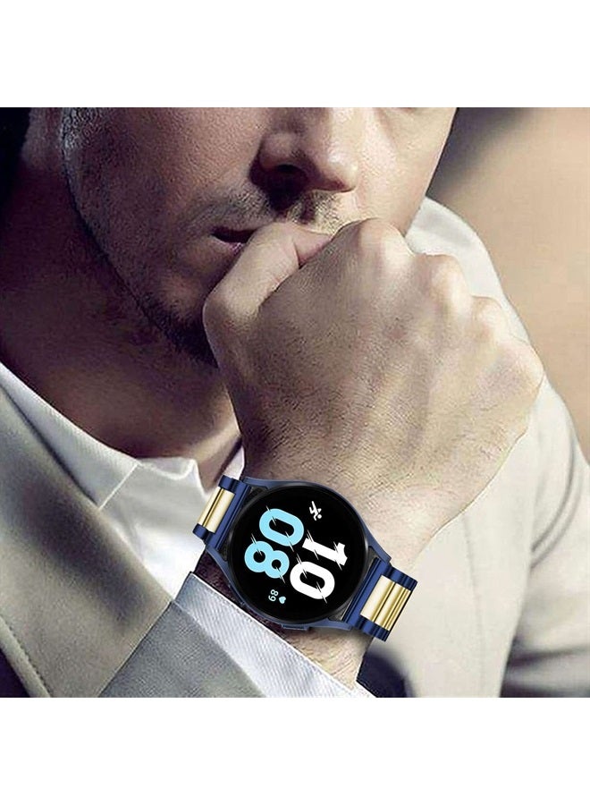 DEALELE Bands Compatible with Samsung Galaxy Watch 6/6 Classic / 5/5 Pro / 4/4 Classic / 3 41mm / Galaxy Watch 42mm, 20mm Stainless Steel Metal Replacement Strap for Women Men (Blue/gold) - Image 5