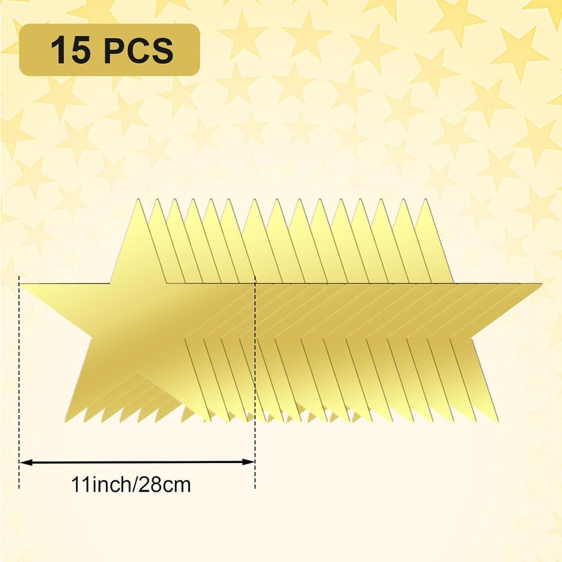 EnjoyView EnioyView 15 PCS 11 Inch Large Gold Star Cutouts Double Printed Paper Stars for Wedding Classroom Wall Party Movie Night Bulletin Board Decoration Supply - Image 3