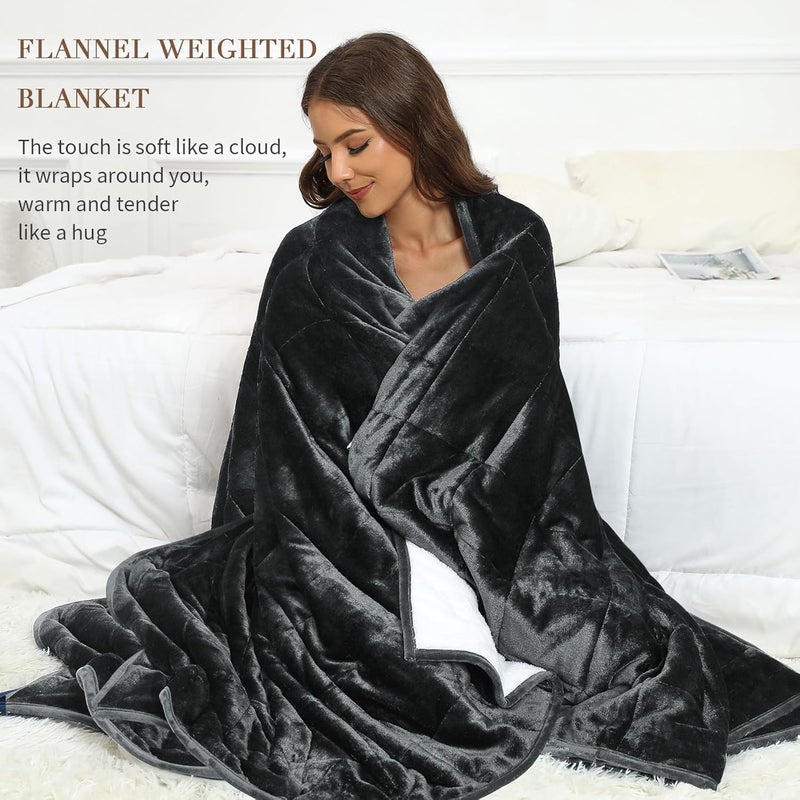 Alomidds بطانية مزودة بوزن من Alomidds (أبعاد 48" x 72"، وزن 15 رطل، مقاس توأم - لون رمادي)، مناسبة للبالغين والأطفال، مصنوعة من قطن متنفس مع خرز زجاجي - Image 4