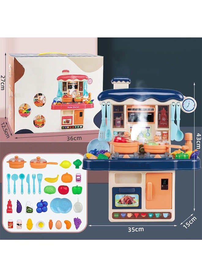 Kitchen Playset, Kitchen Pretend Play Toy Set, Rich Realistic Details Include Steam,Light,Water,Sound, Separable Design Kids Pretend Kitchen Toys, Role Play Cookware Indoor DIY Toy Set, 31pcs Accessories Toys Sets With Spray And Light for Boys, Girls, Kids, Children, Blue - Image 2