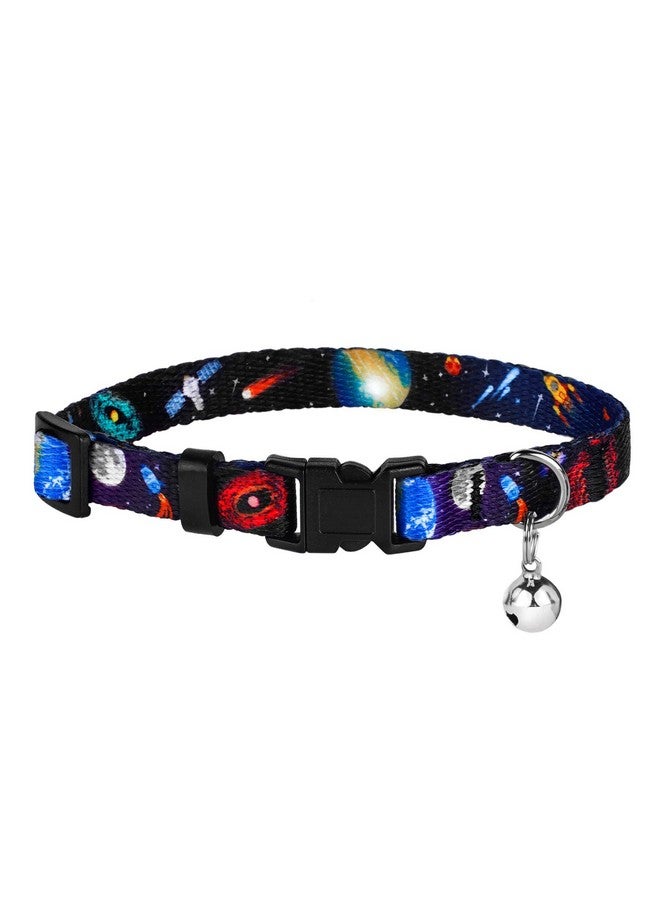 CollarDirect Galaxy Cat Collar With Bell Space Pattern 2Pcs Adjustable Safety Breakaway Collars For Cats Kitten Black Pink Blue (Black + Blue) - Image 4
