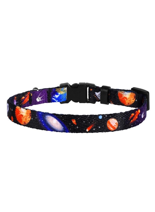 CollarDirect Galaxy Cat Collar With Bell Space Pattern 2Pcs Adjustable Safety Breakaway Collars For Cats Kitten Black Pink Blue (Black + Blue) - Image 3