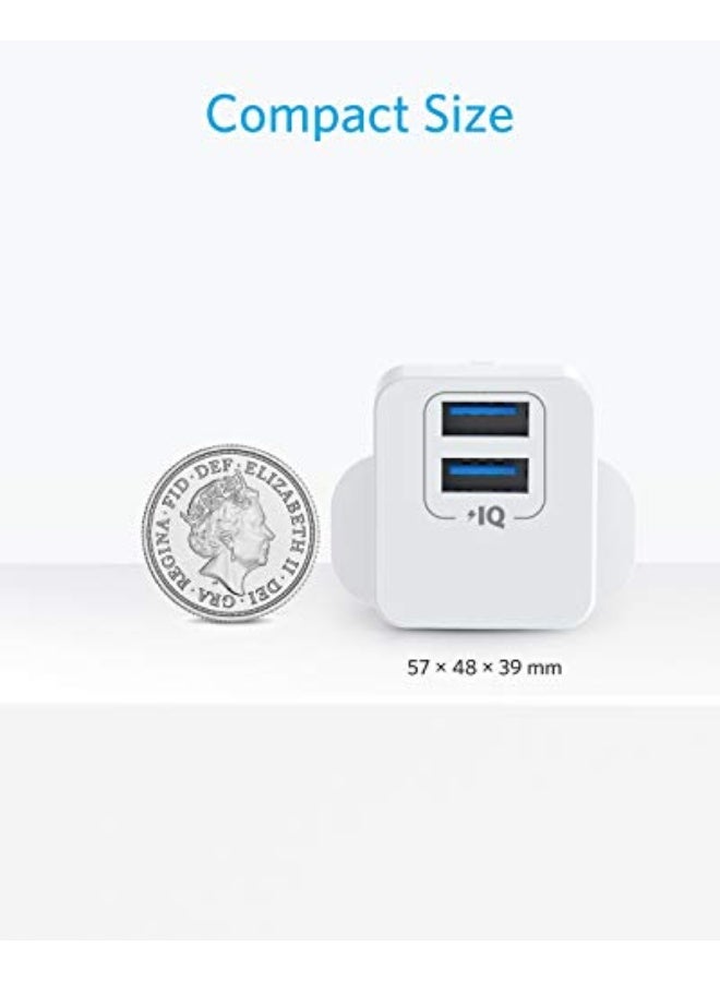Anker USB Plug, PowerPort Mini Dual Port USB Charger, Super Compact Wall Charger, 2.4A Output for iPhone 16/16 Pro/16 Plus /16 Pro Max, 15/14/13/12 Series, iPad, Samsung, Huawei, Xiaomi and More - Image 2