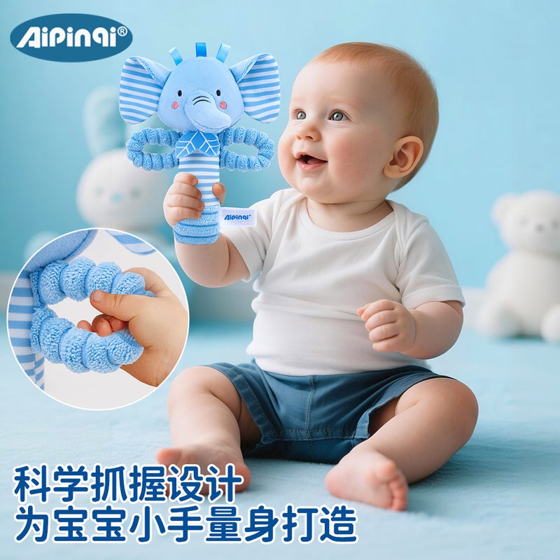 Aipinqi Blue Hand-Rattle Baby Comfort Plush Toy - New Style Rattle for Infants 0-1 Year Old - Image 3