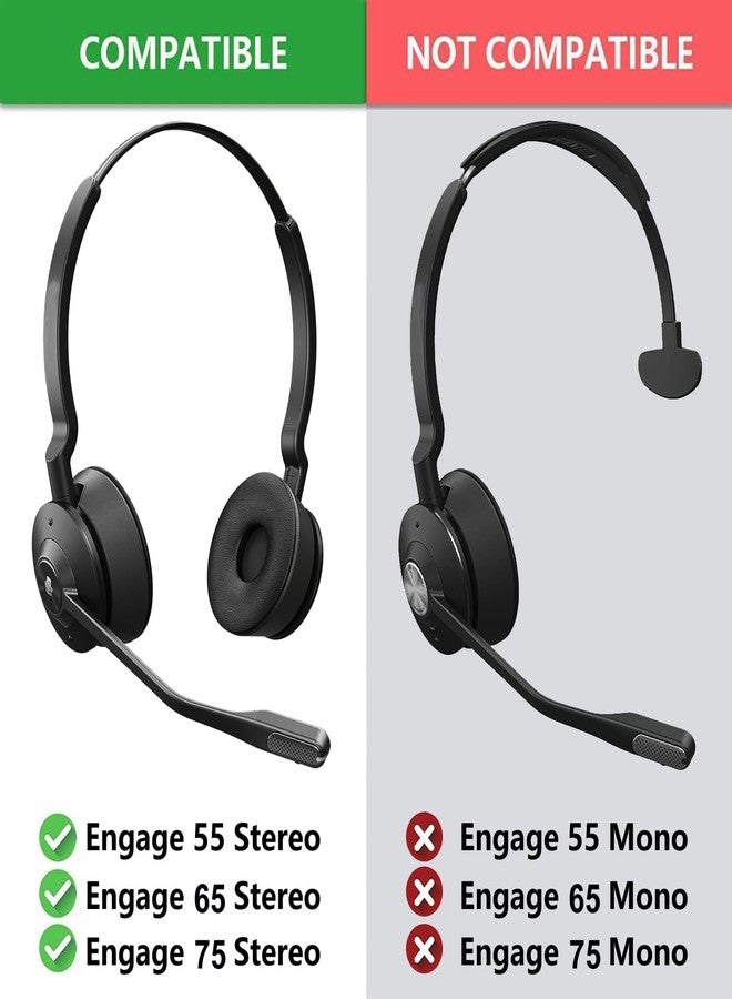 defean وسادات أذن Engage 75 واستبدال ميكروفون - وسائد أذن defean متوافقة مع سماعة Jabra Engage 55/65/75 (الإصدار الاستيريو) (لا تناسب Engage 50، Engage 55/65/75 الإصدار الأحادي) - Image 2