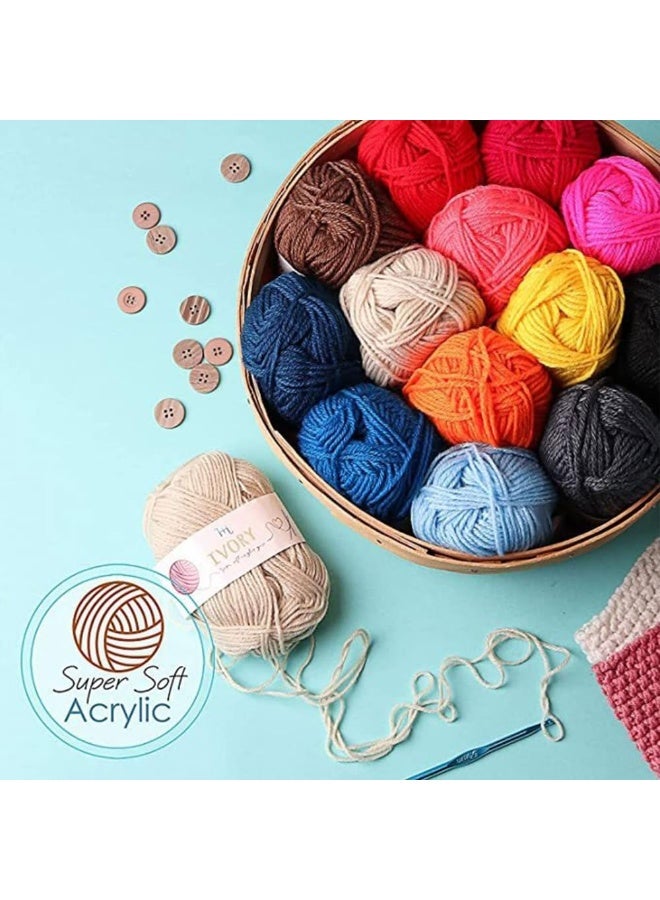 Relex Crochet Kit for Beginners Adults, 73 PCS Premium Crochet Set with 21 Crochet Hooks Set and 15 Colors Crochet Yarn, Beginner Crochet Kit Includes Crochet Hooks, Book, Crochet Bag etc - Image 3