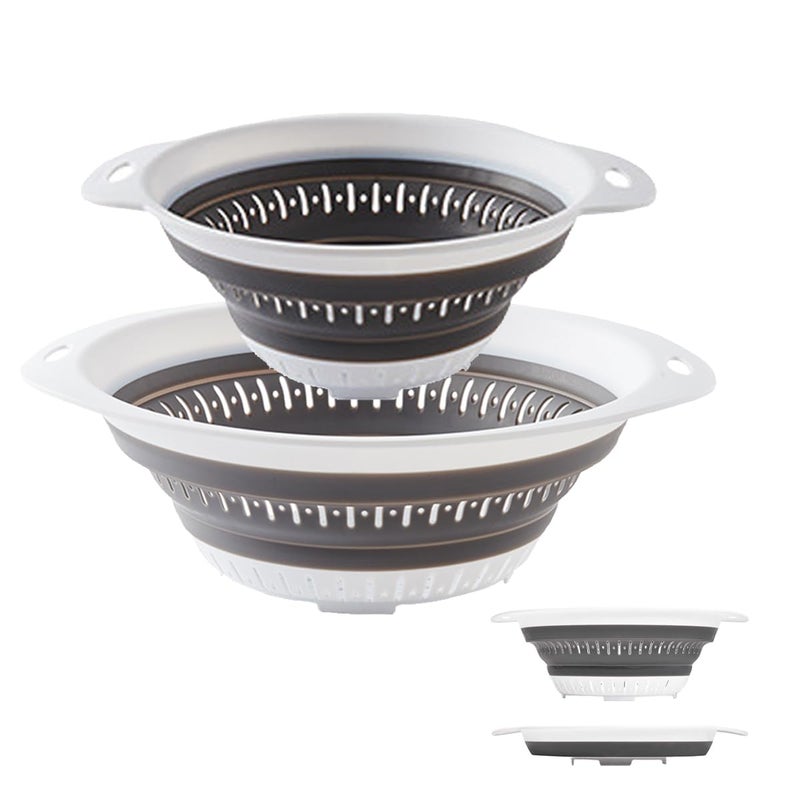 LogFaadCoi Collapsible Colander and StrainerSilicone Strainer Colanders Food Strainersfor Vegetable and Fruit Kitchen Essentials 2 White 13L25L - Image 2