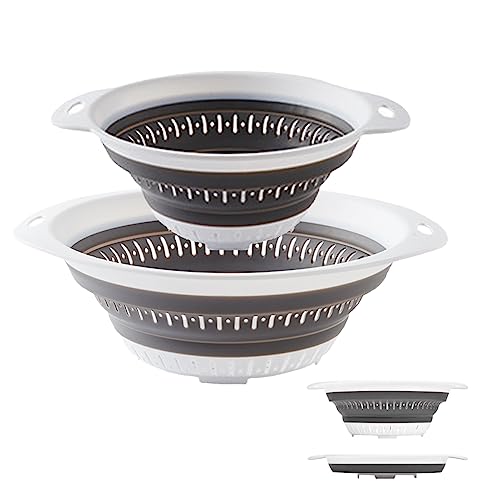 LogFaadCoi Collapsible Colander and StrainerSilicone Strainer Colanders Food Strainersfor Vegetable and Fruit Kitchen Essentials 2 White 13L25L - Image 1
