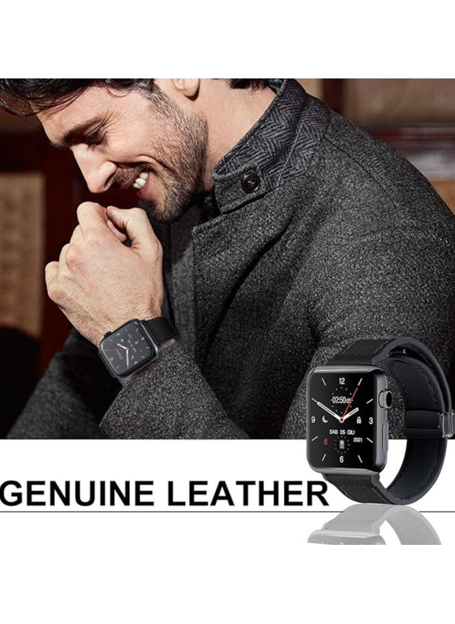 keloray - Leather Bands Compatible with Apple Watch Band 42mm 44mm 45mm 46mm 49mm,Mens Leather Watch Band Vintage Fashion,Replacement Bands Strap for iWatch Series Ultra 8 7 6 5 4 3 2 1 SE Women Men - Image 1