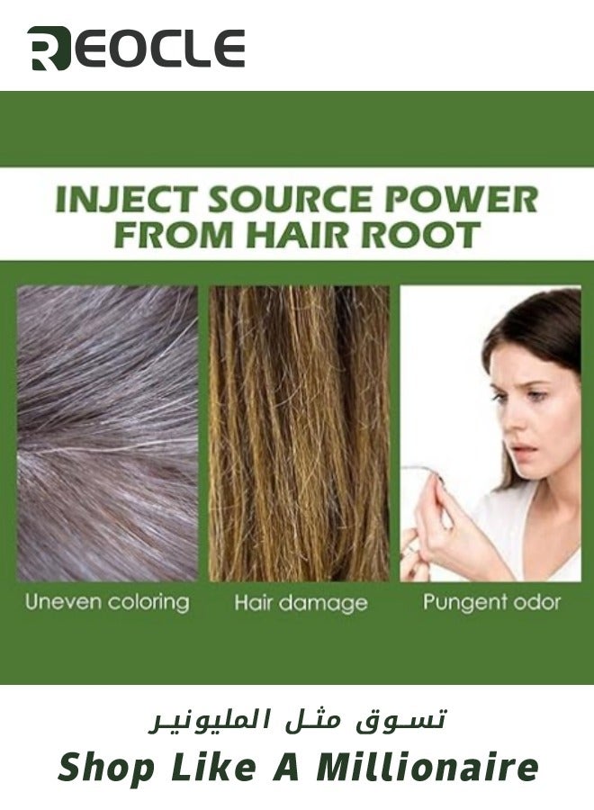 REOCLE 3 In 1 Hair Dye Shampoo Black Bubble Hair Dye Plant Bubble Hair Dye Shampoo Vegetable Hair Dye Dyeing Foam Shampoo for Men & Women 100ml - Image 3