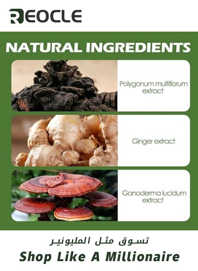 REOCLE 3 In 1 Hair Dye Shampoo Black Bubble Hair Dye Plant Bubble Hair Dye Shampoo Vegetable Hair Dye Dyeing Foam Shampoo for Men & Women 100ml - Image 2