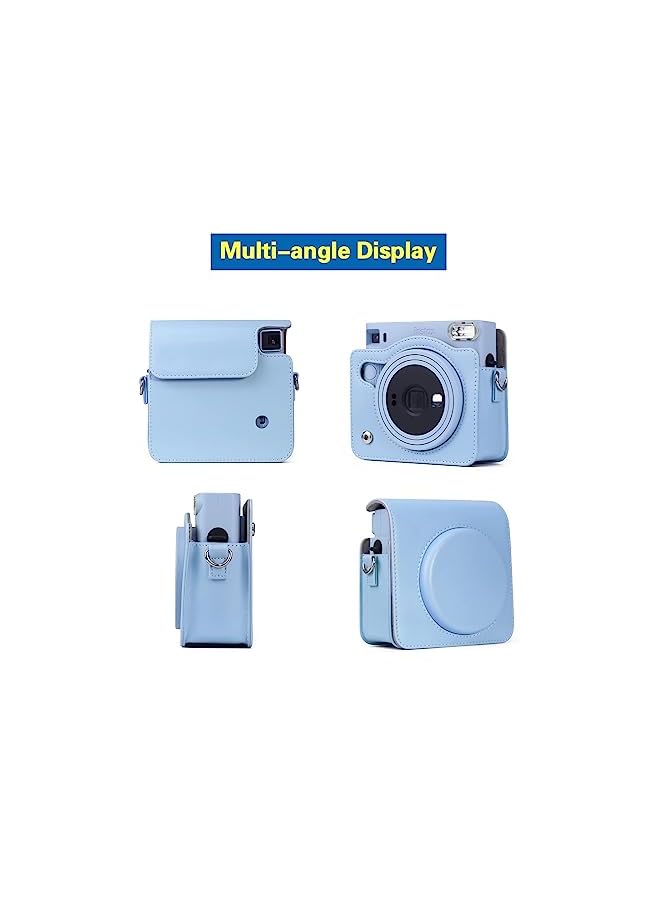 Zaboon SQ1 Case - Protective Case for  Instax Square SQ1 Instant Camera - PU Leather Cover with Adjustable Shoulder Strap - Blue - Image 2