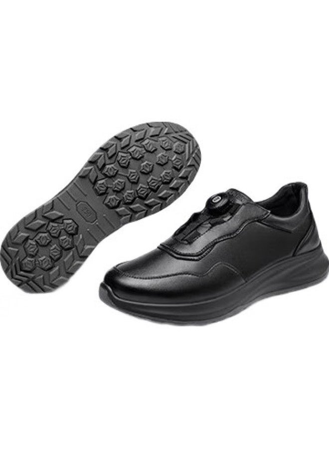 Strongman Qiangren Sports Casual Leather Shoes, Slip-on Sneakers For Men, Outdoor Travel Shoes, Running Shoes, Jda87532, Black, Size 40 - Image 1