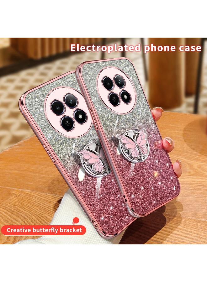 S-TOP Case For Realme 12 5G Plated Gradient Glitter Butterfly Holder TPU Phone Case - Image 3