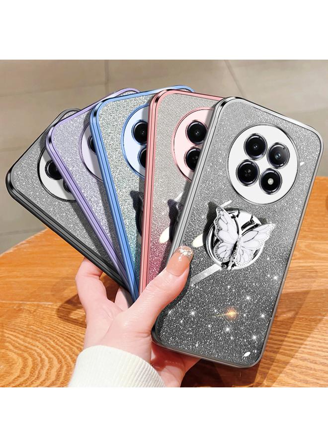 S-TOP Case For Realme 12 5G Plated Gradient Glitter Butterfly Holder TPU Phone Case - Image 2