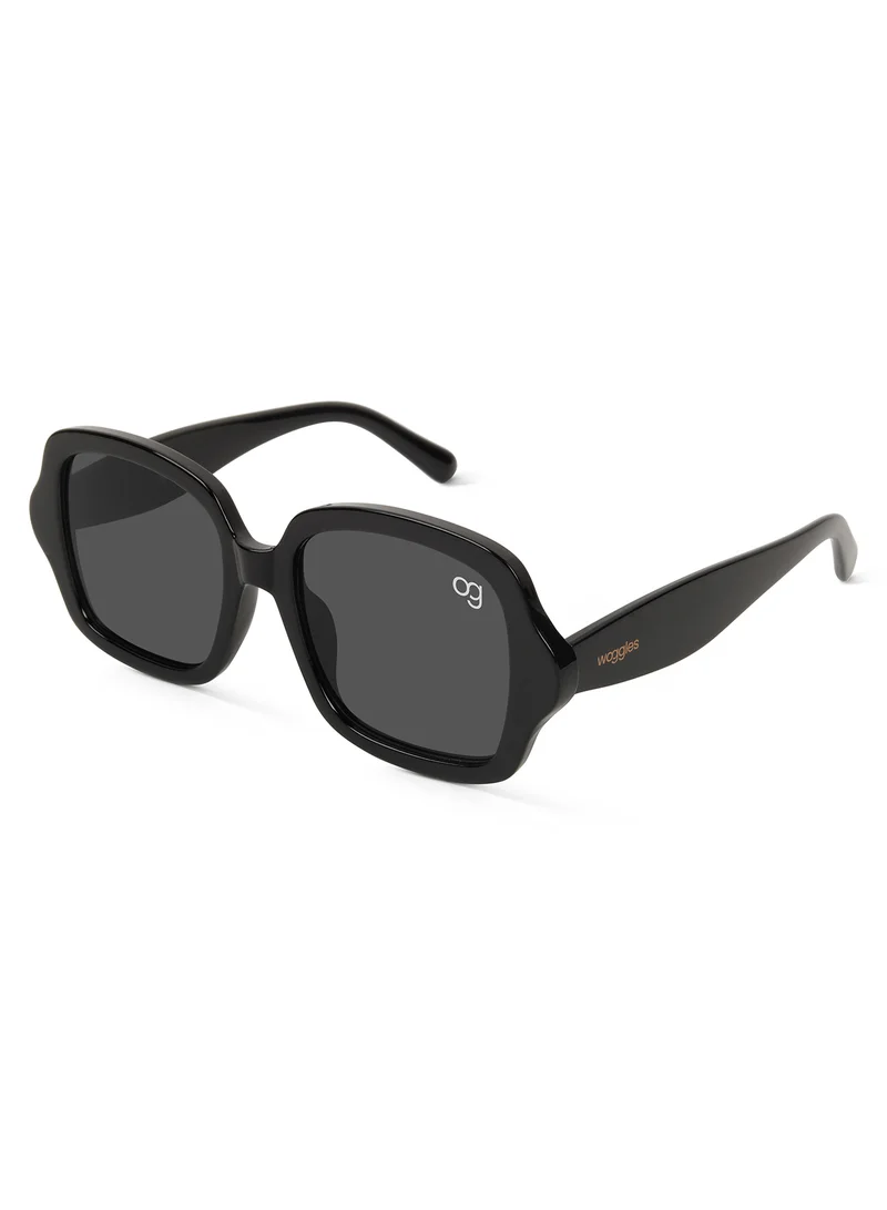 ووجلز Designer Black Square Sunglasses| Men & Women| 100% Uv Protection