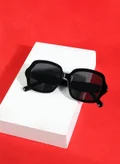 Woggles Designer Black Square Sunglasses| Men &amp; Women| 100% Uv Protection
