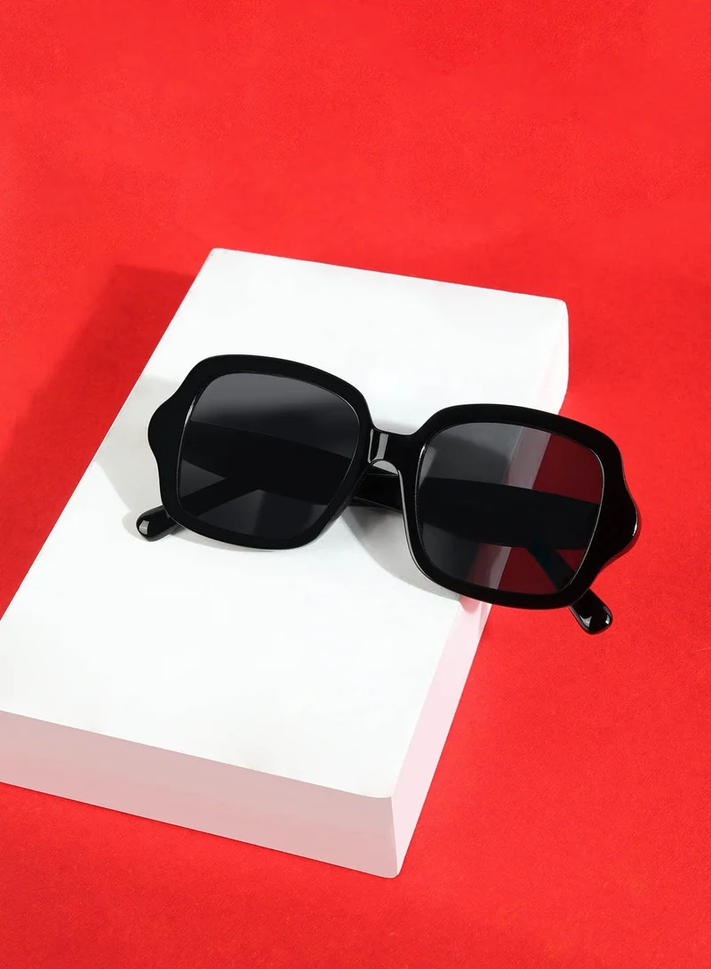 Woggles Designer Black Square Sunglasses| Men &amp; Women| 100% Uv Protection