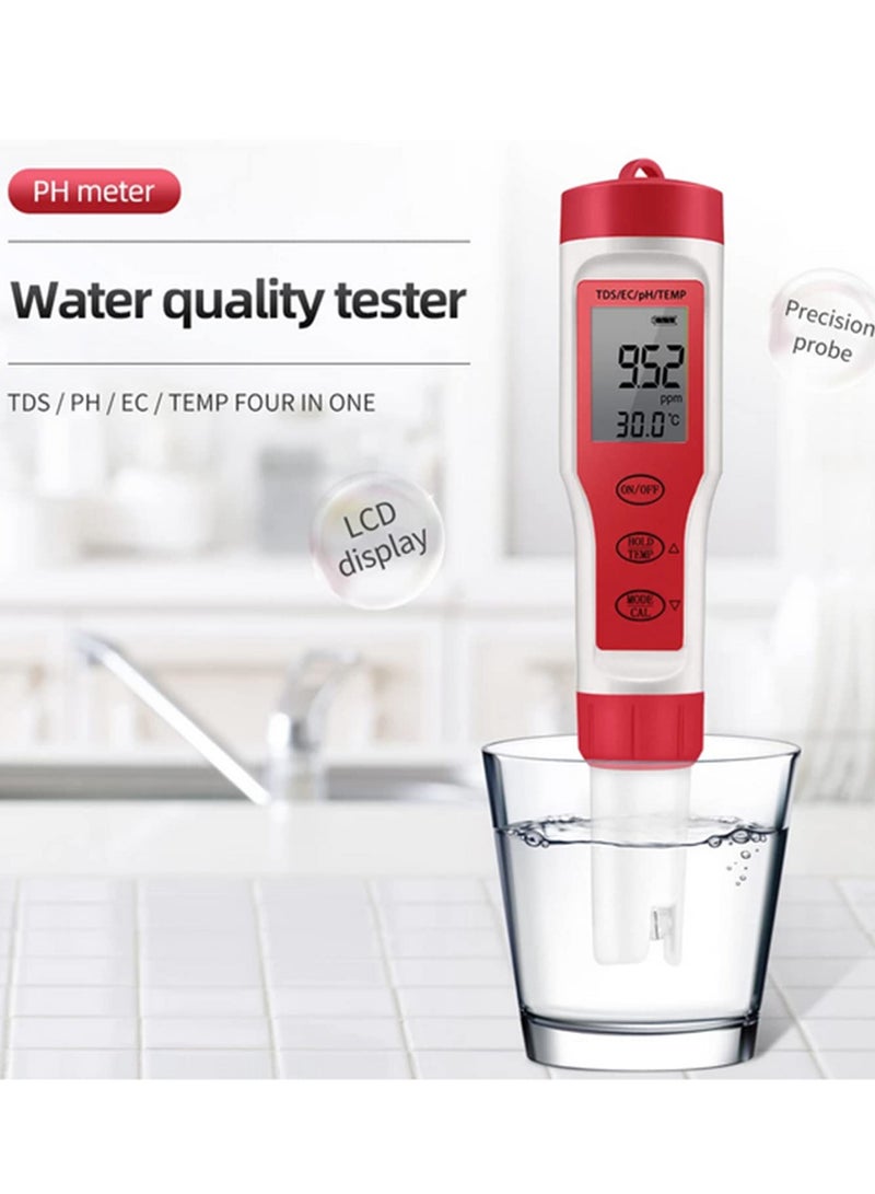 4 in 1 Digital PH EC TDS Temp Meter Water Quality Tester Titanium Alloy Probe ATC for Pool Aquarium Drinking Water Hydroponics Beer Wine - Image 2