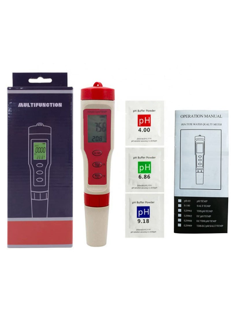 4 in 1 Digital PH EC TDS Temp Meter Water Quality Tester Titanium Alloy Probe ATC for Pool Aquarium Drinking Water Hydroponics Beer Wine - Image 5