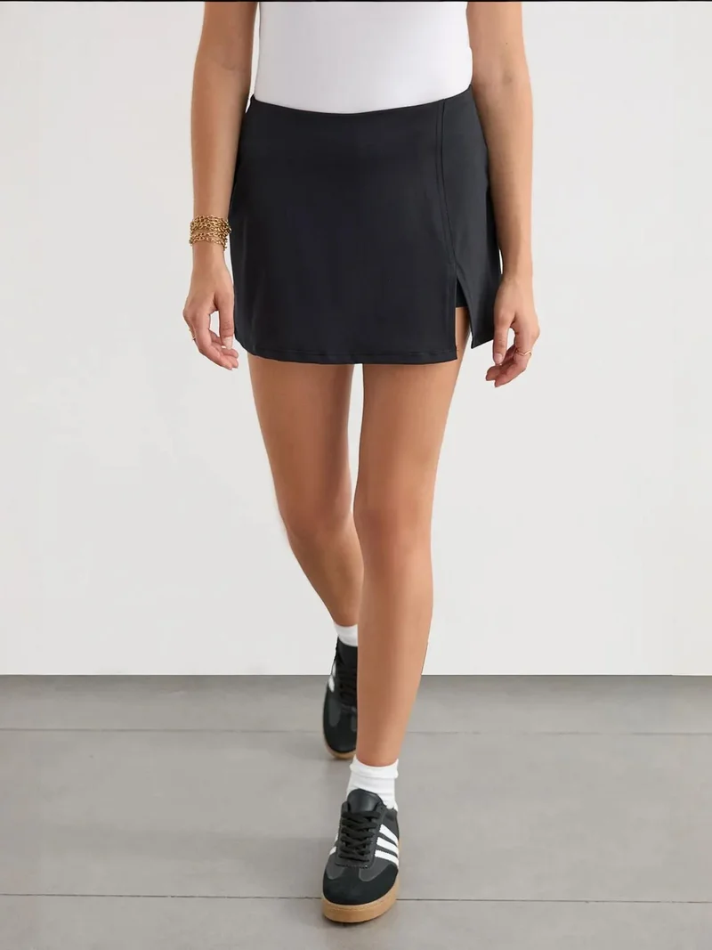 HICCUP Black Side-Slit Mini Skirt for Women | Best Price UAE