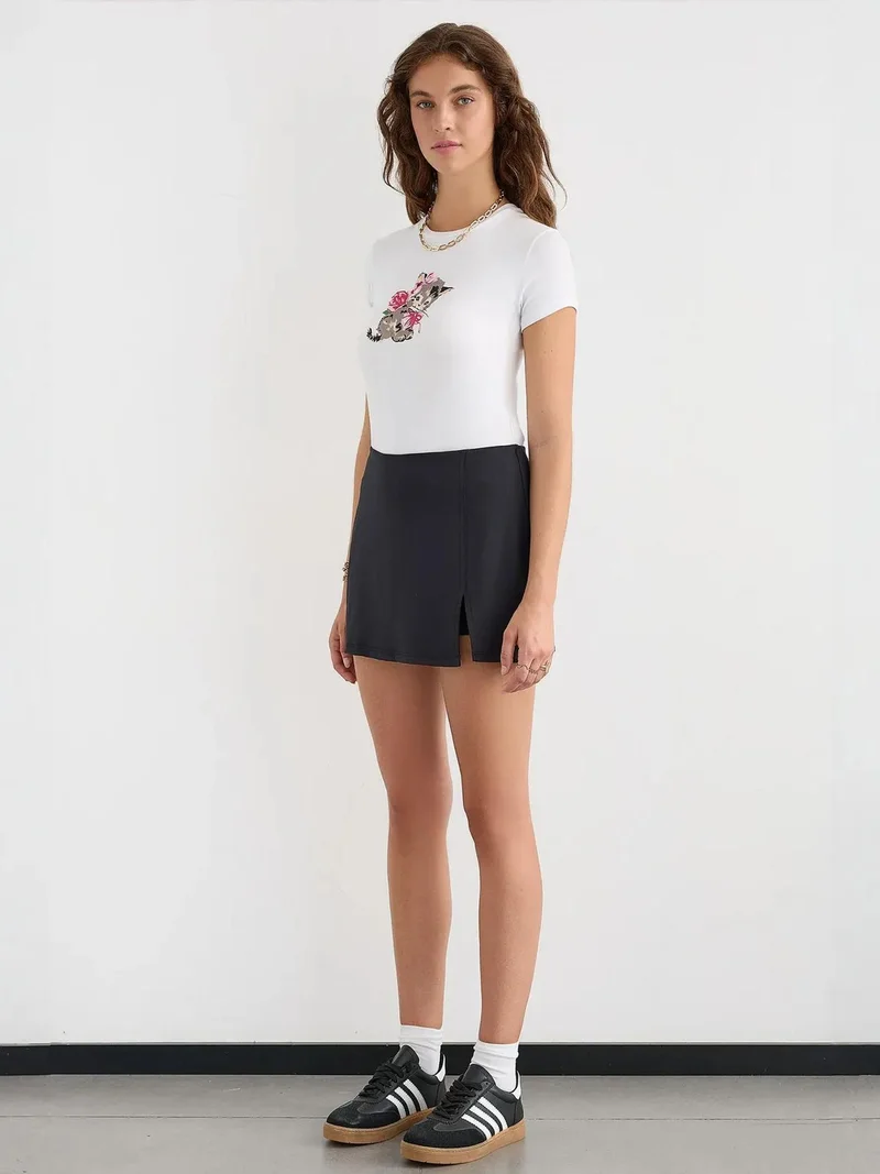 HICCUP Black Side-Slit Mini Skirt for Women | Best Price UAE