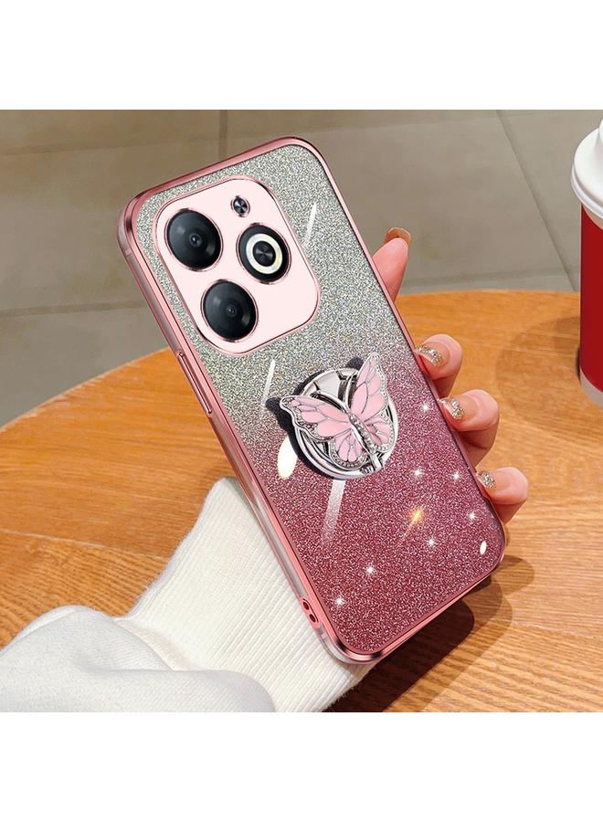The Bros Phone Case For Infinix Smart 8 Plated Gradient Glitter Butterfly Holder TPU Phone Phone Case - Image 1