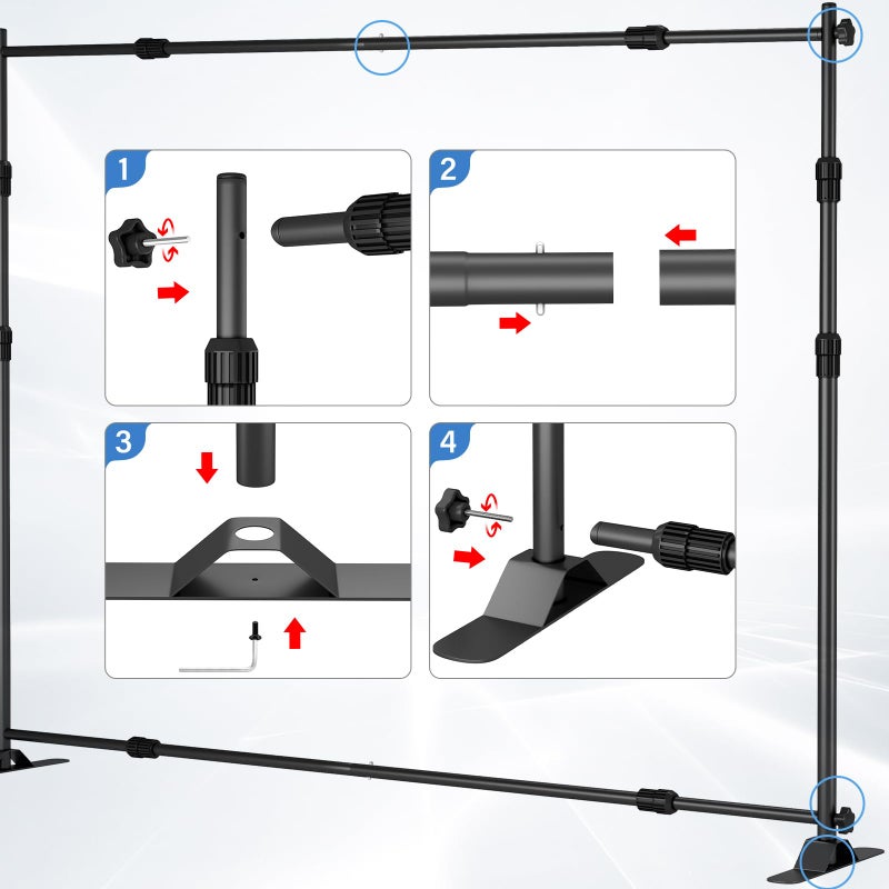 JSungo 10 x 8 FT Banner Stand Kit, Adjustable Backdrop Stand for Parties, Heavy-Duty Photography Step and Repeat Stand with Portable Bag for Birthdays, Promotions, Exhibitions (Banner Not Included) - Image 5