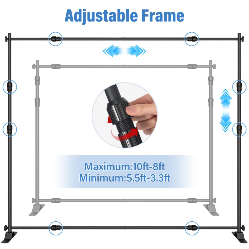 JSungo 10 x 8 FT Banner Stand Kit, Adjustable Backdrop Stand for Parties, Heavy-Duty Photography Step and Repeat Stand with Portable Bag for Birthdays, Promotions, Exhibitions (Banner Not Included) - Image 4