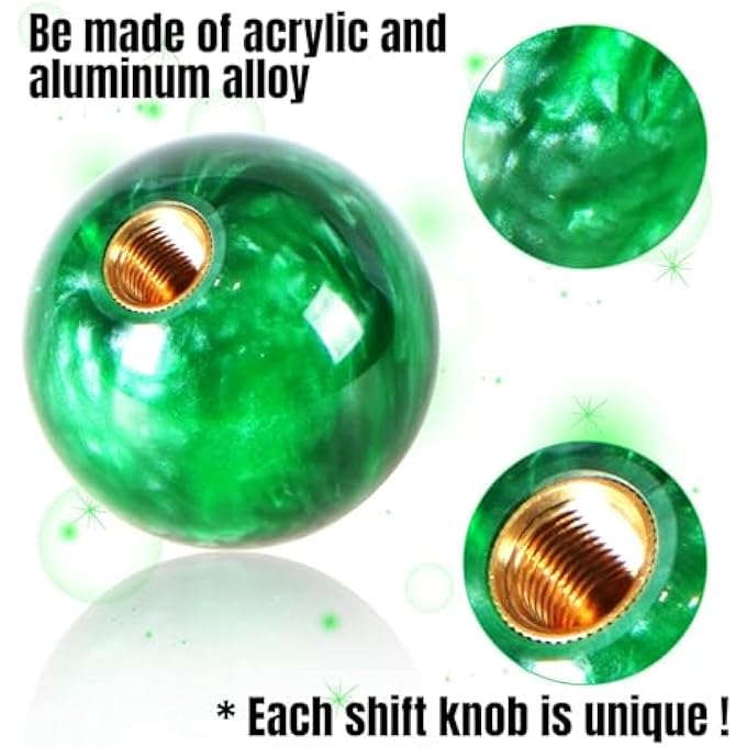 rayihni THE WHITE SHOP Round Ball Shift Knob Universal Marble Style Gear Shift Knob 5 6 Speed for Manual Automatic Vehicles with AdaptersGREEN - Image 5
