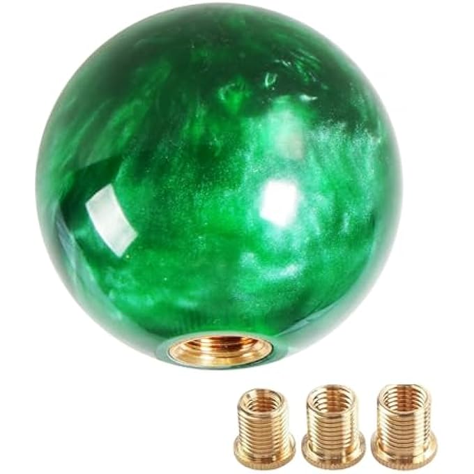 rayihni THE WHITE SHOP Round Ball Shift Knob Universal Marble Style Gear Shift Knob 5 6 Speed for Manual Automatic Vehicles with AdaptersGREEN - Image 2
