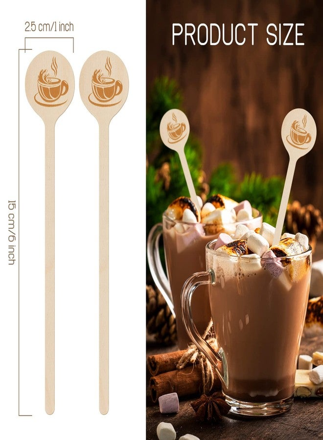Rtteri 200 Pcs 6 Inch Wooden Coffee Stirrers with Round Ends Coffee Mixer Stick Disposable Drink Stirrers Wood Swizzle Drink Sticks for Beverage Milk Cocktail Tea - Image 2